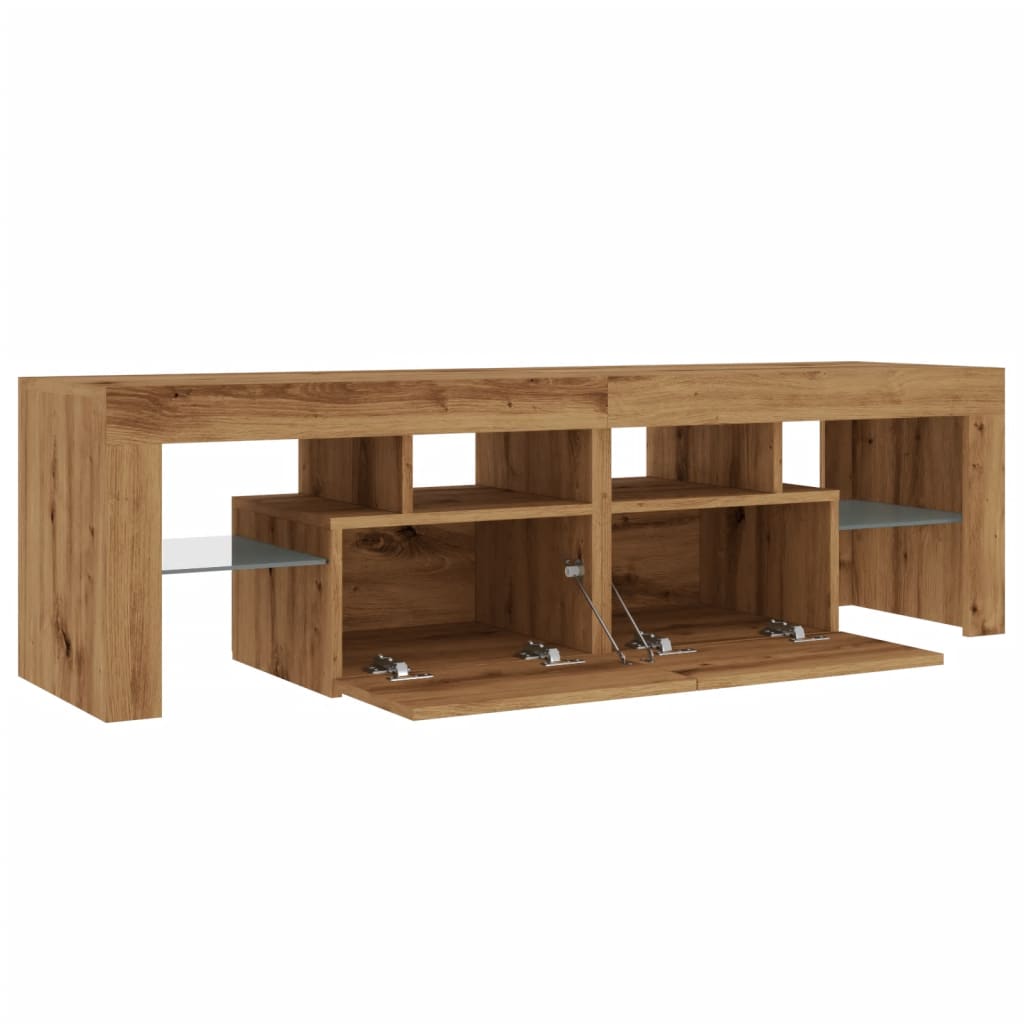 Tv-meubel met LED 140x36,5x40 cm bewerkt hout oud hout