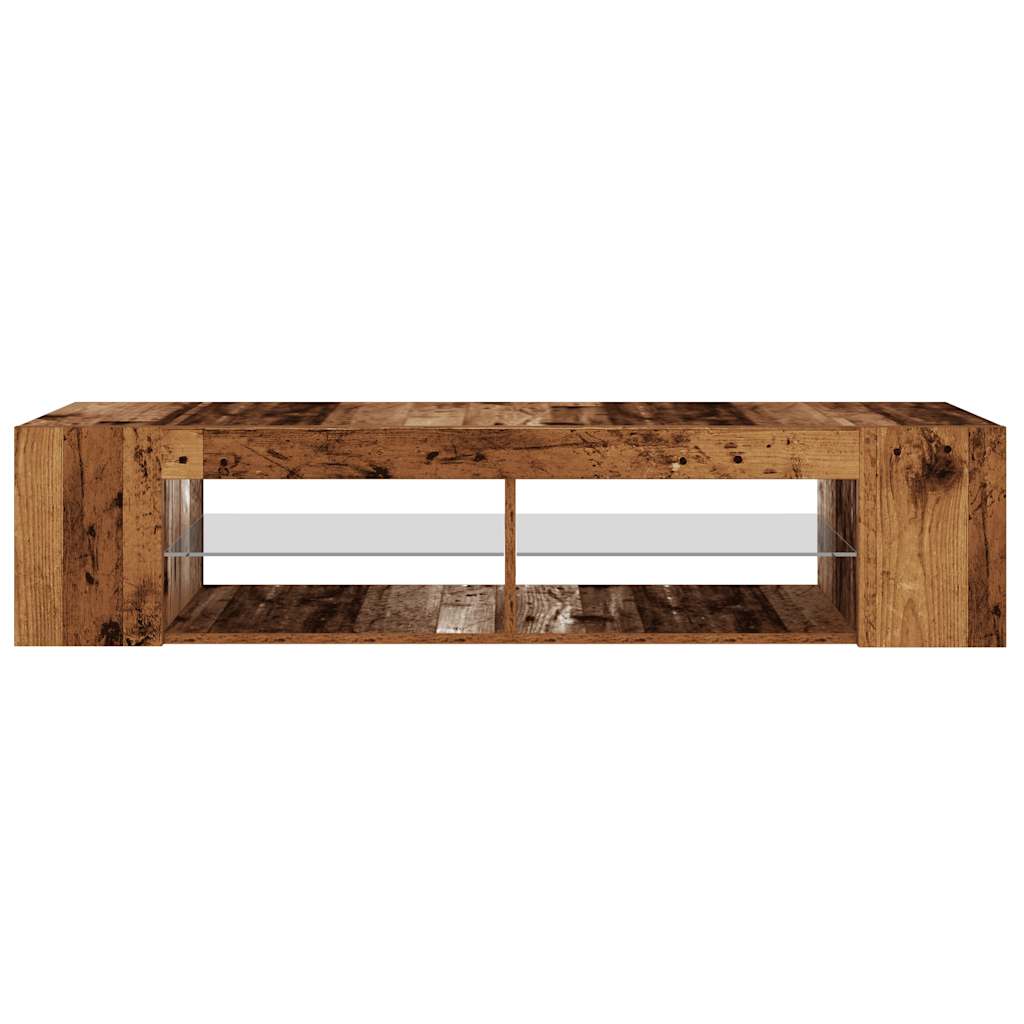 Tv-meubel met LED 135x39x30 cm bewerkt hout artisanaal eiken