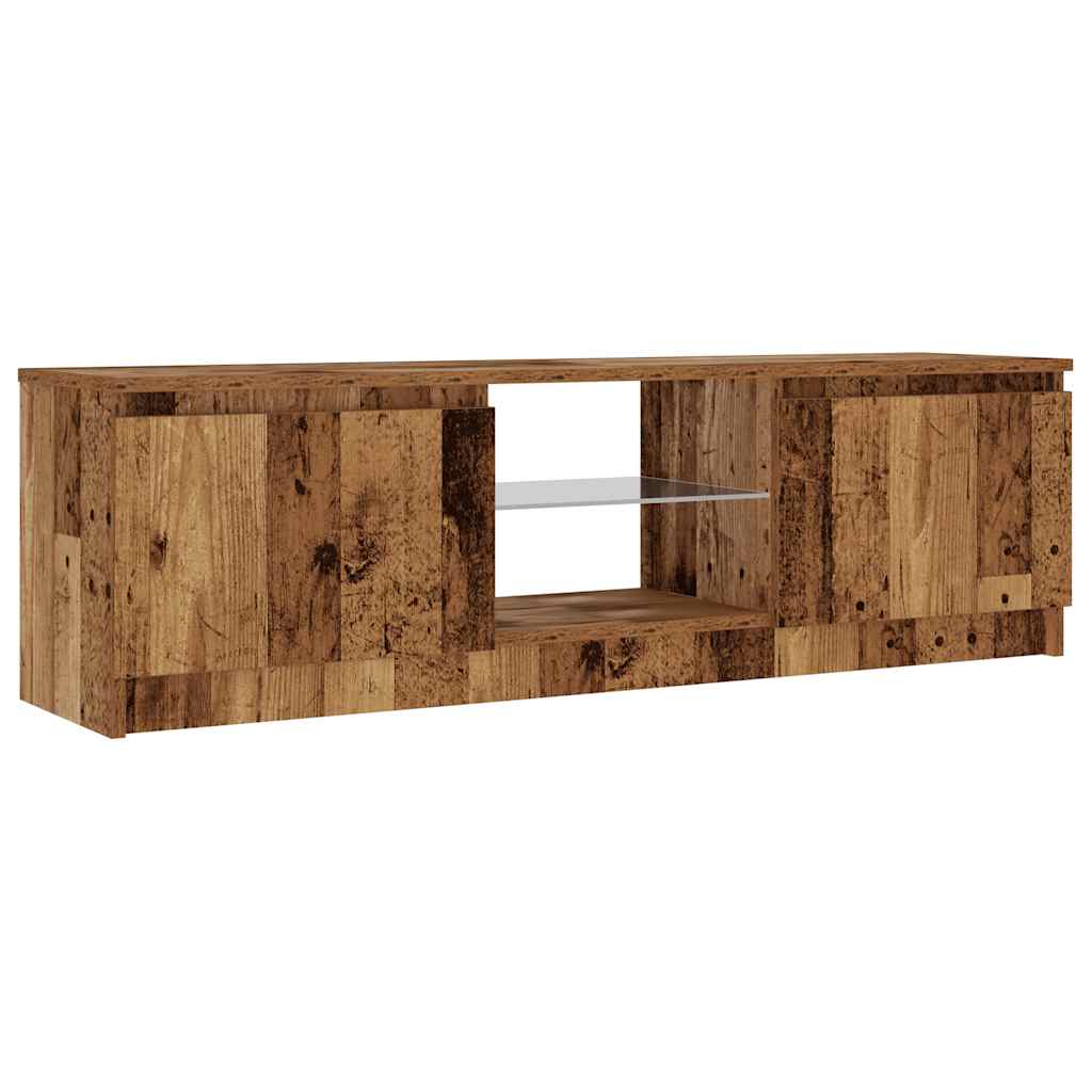 Tv-meubel met LED 140x40x35,5 cm bewerkt hout oud houtkleurig