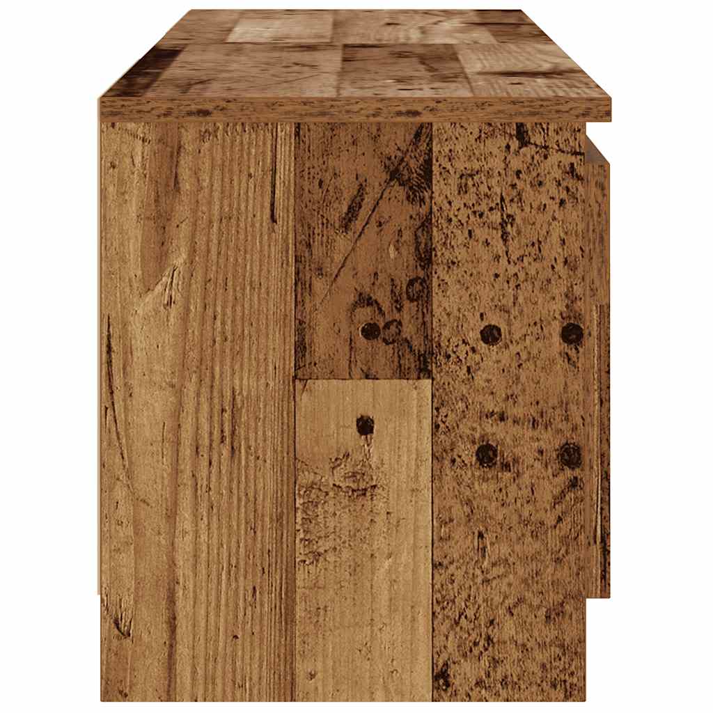 Tv-meubel met LED 140x40x35,5 cm bewerkt hout oud houtkleurig