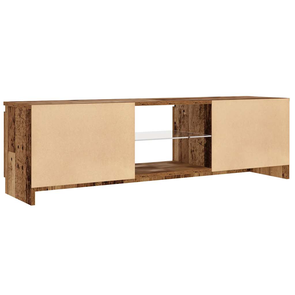 Tv-meubel met LED 140x40x35,5 cm bewerkt hout oud houtkleurig