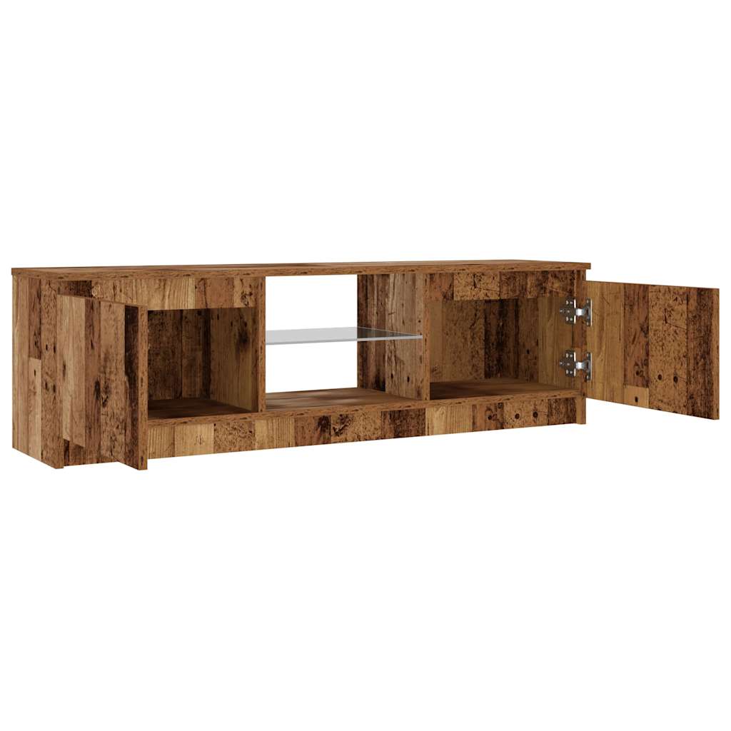 Tv-meubel met LED 140x40x35,5 cm bewerkt hout oud houtkleurig