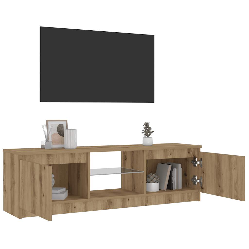 Tv-meubel met LED 140x40x35,5 cm bewerkt hout oud houtkleurig