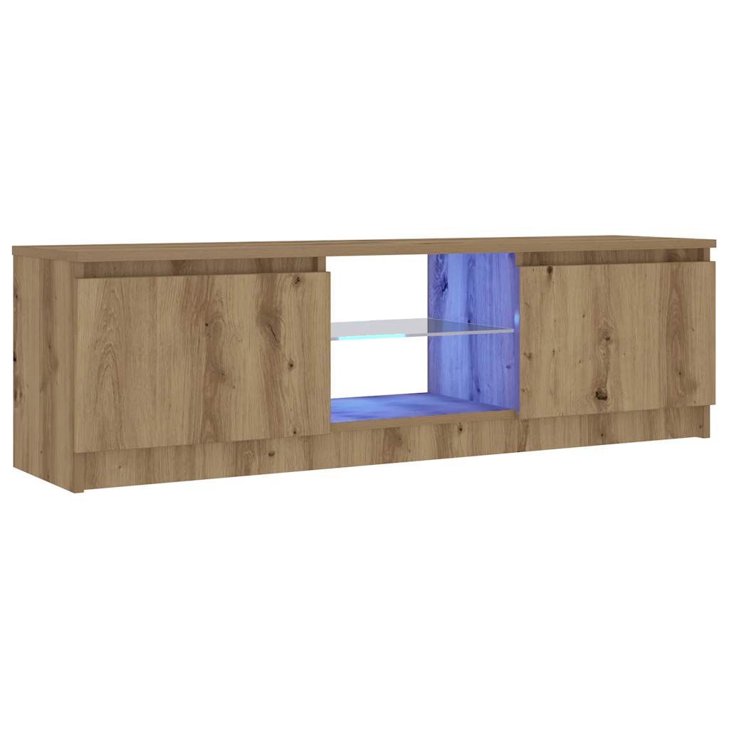 Tv-meubel met LED 140x40x35,5 cm bewerkt hout oud houtkleurig