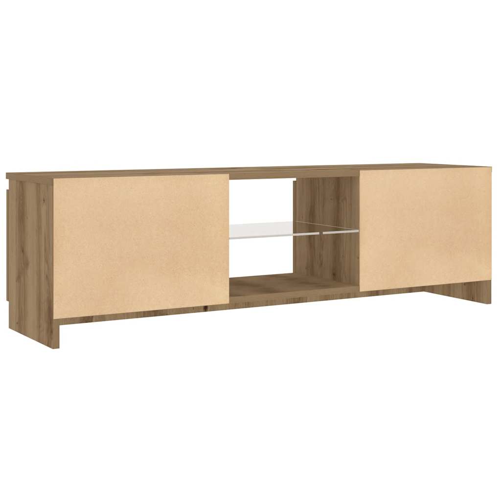 Tv-meubel met LED 140x40x35,5 cm bewerkt hout oud houtkleurig