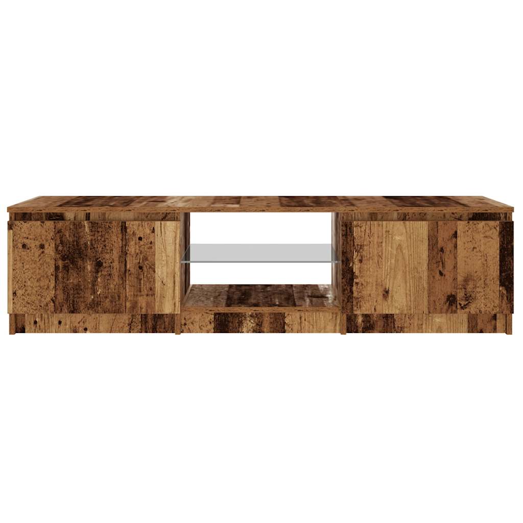 Tv-meubel met LED 140x40x35,5 cm bewerkt hout oud houtkleurig