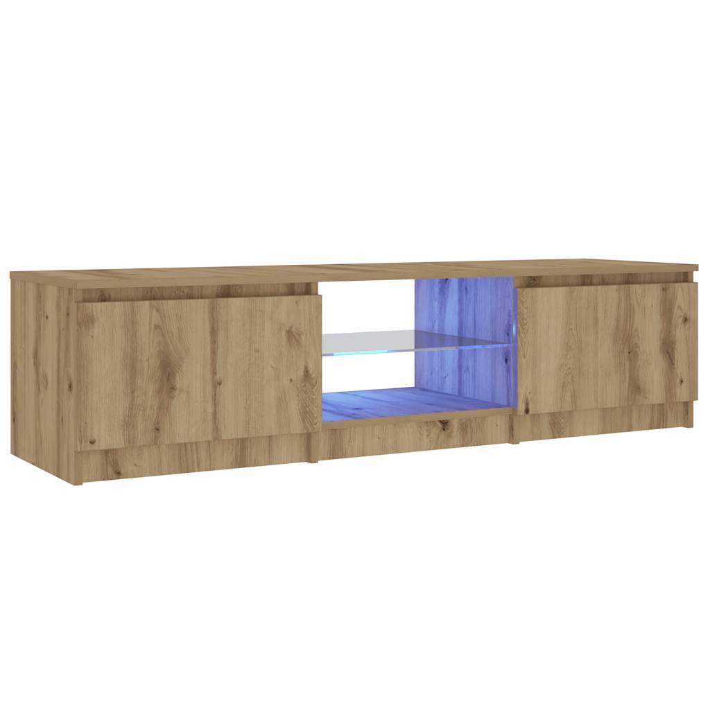 Tv-meubel met LED 140x40x35,5 cm bewerkt hout oud houtkleurig