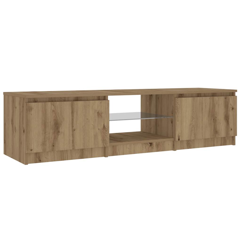 Tv-meubel met LED 140x40x35,5 cm bewerkt hout oud houtkleurig