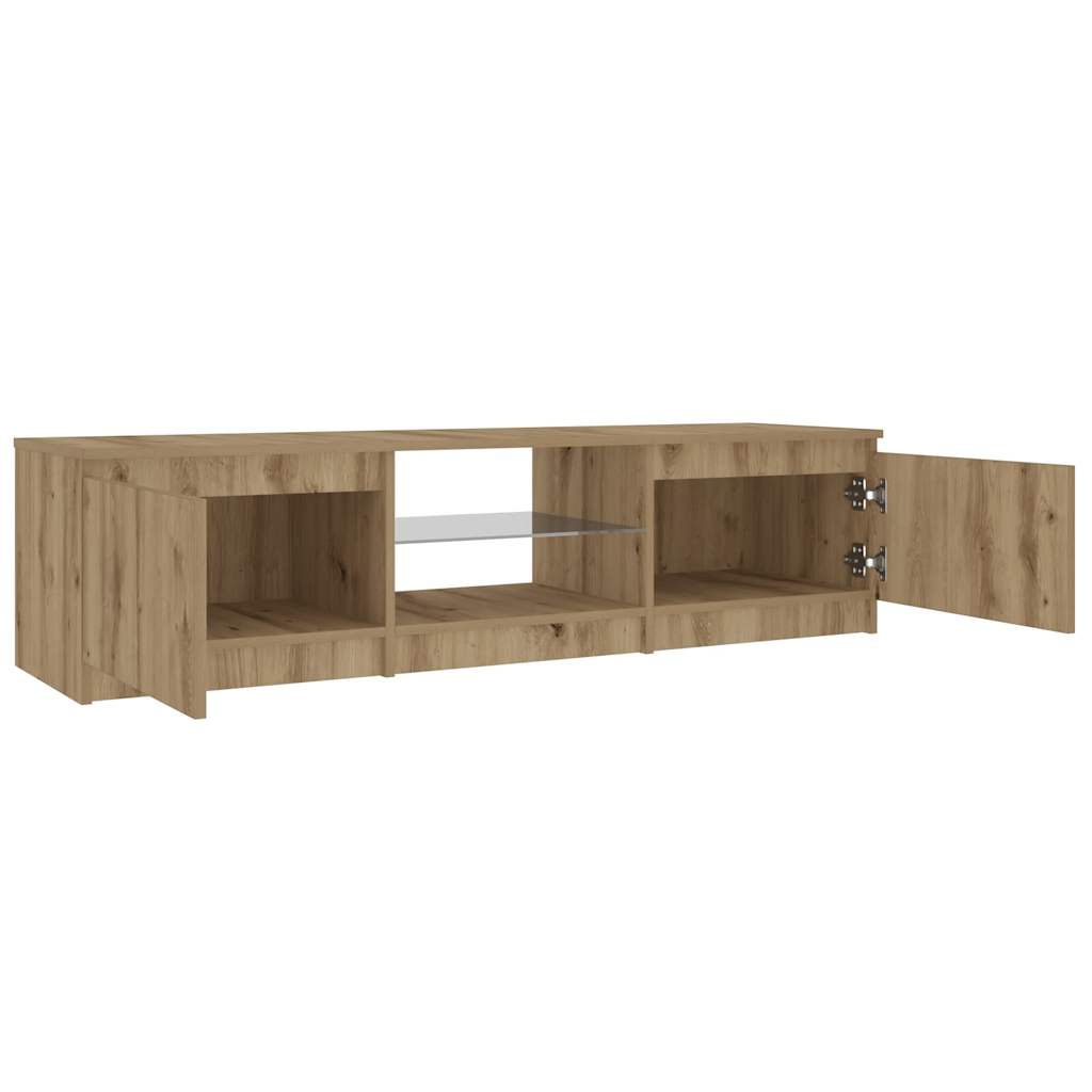 Tv-meubel met LED 140x40x35,5 cm bewerkt hout oud houtkleurig