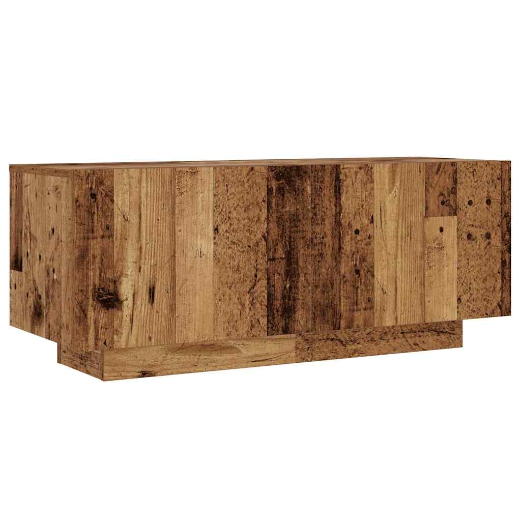 Tv-meubel met LED 100x35x40 cm bewerkt hout artisanaal eiken