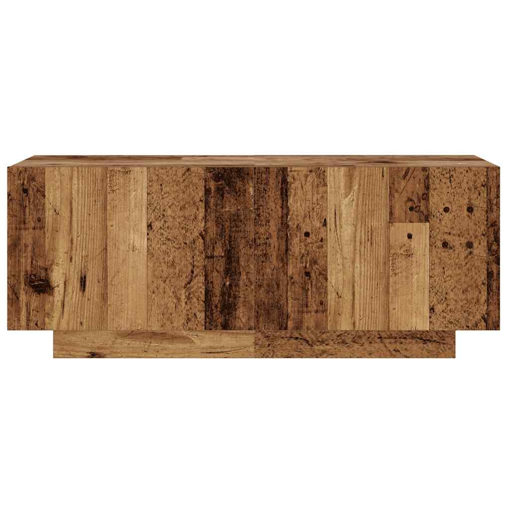 Tv-meubel met LED 100x35x40 cm bewerkt hout artisanaal eiken