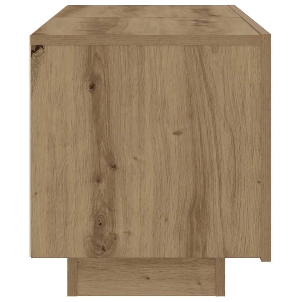 Tv-meubel met LED 100x35x40 cm bewerkt hout artisanaal eiken