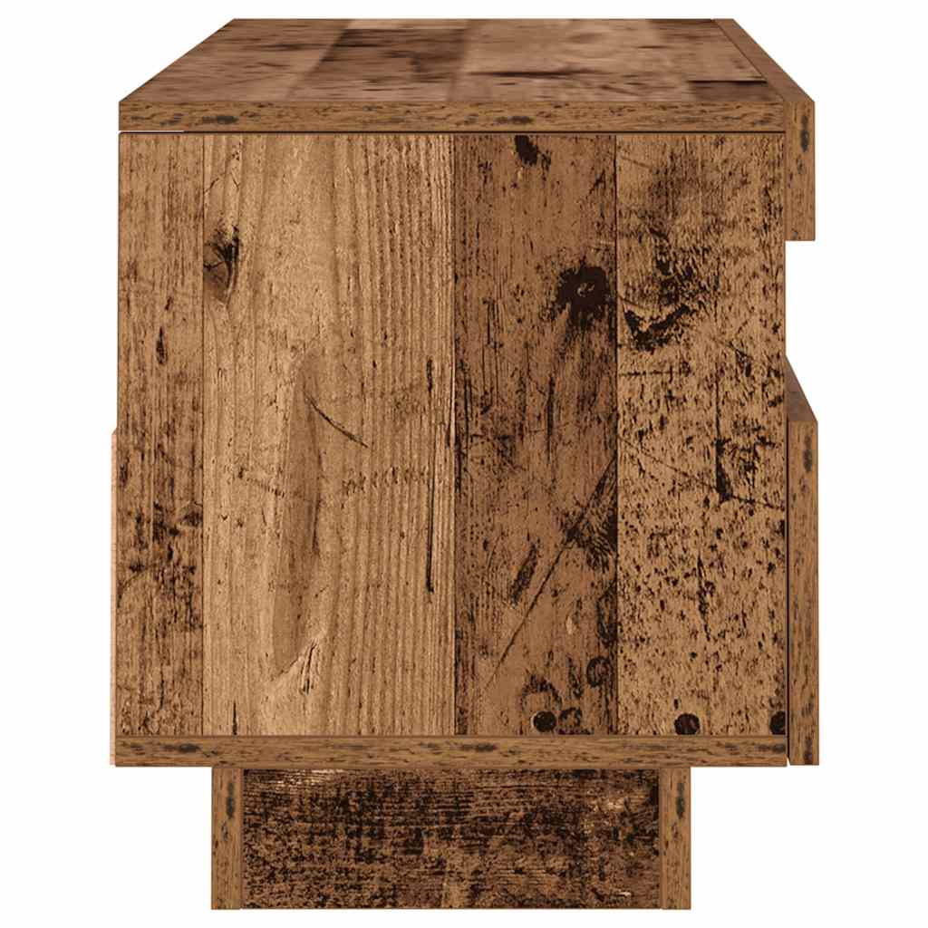 Tv-meubel met LED 80x35x40 cm bewerkt hout artisanaal eiken