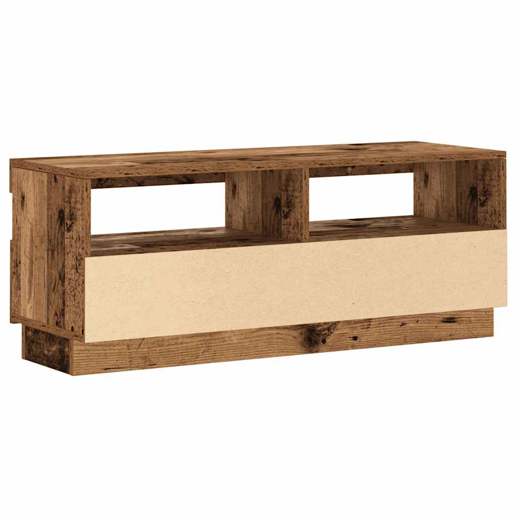 Tv-meubel met LED 80x35x40 cm bewerkt hout artisanaal eiken