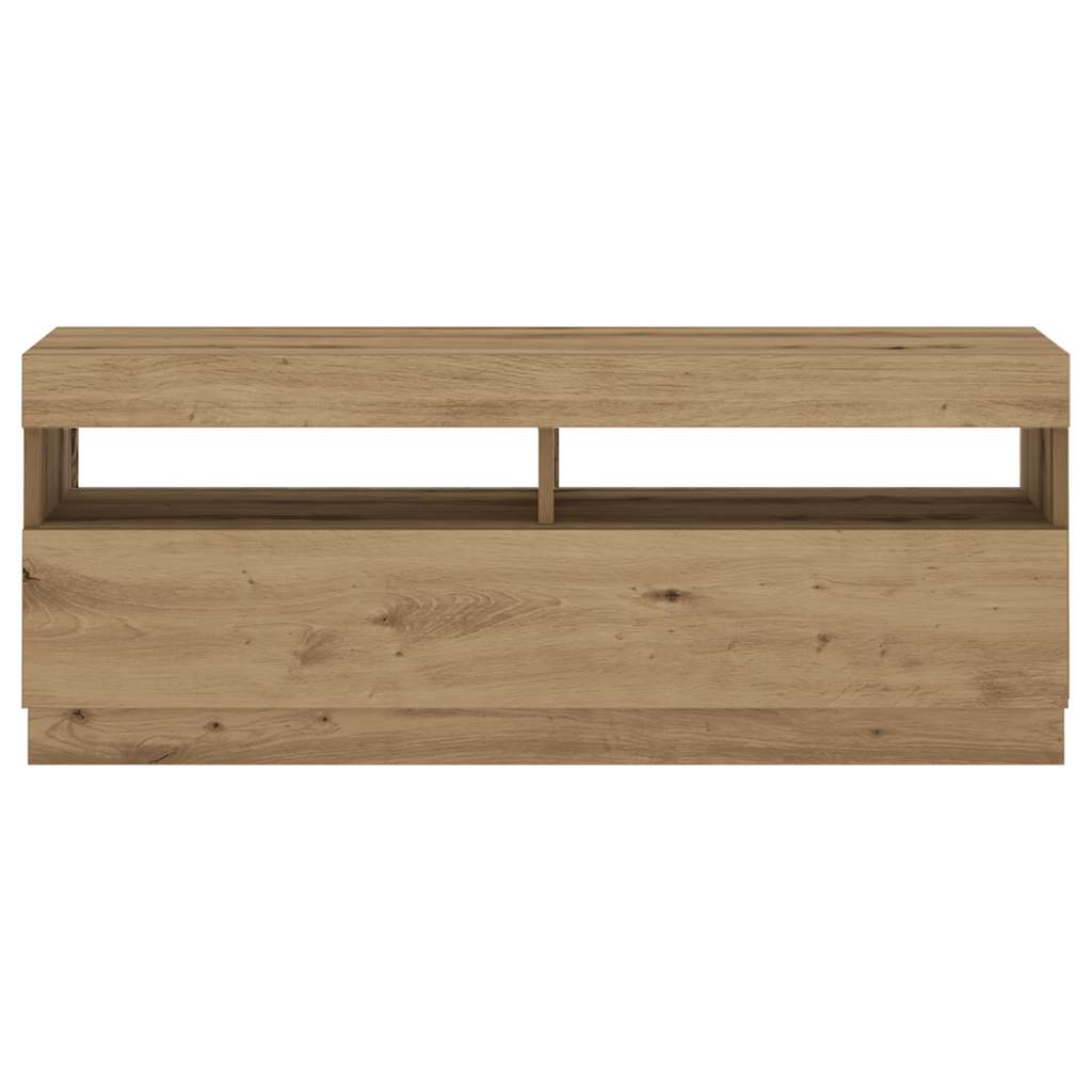 Tv-meubel met LED 80x35x40 cm bewerkt hout artisanaal eiken