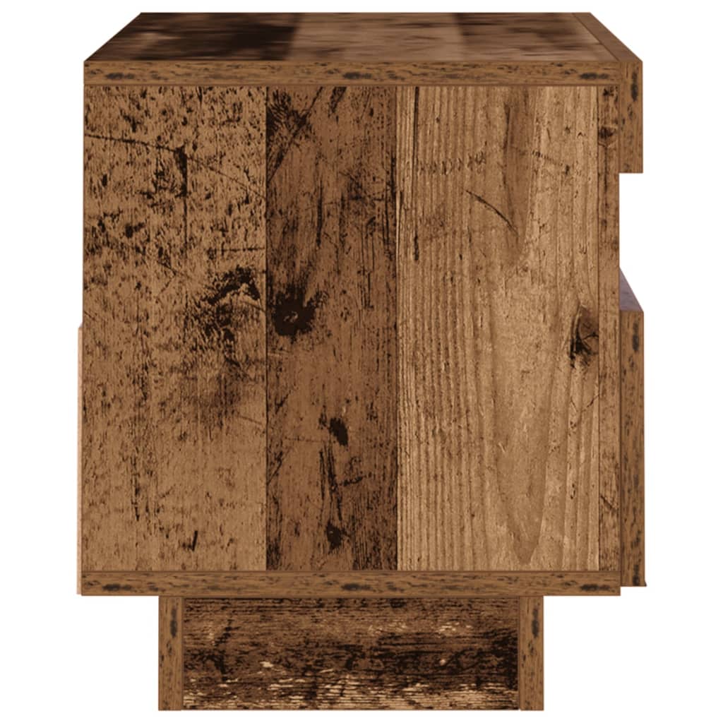 Tv-meubel met LED 80x35x40 cm bewerkt hout artisanaal eiken