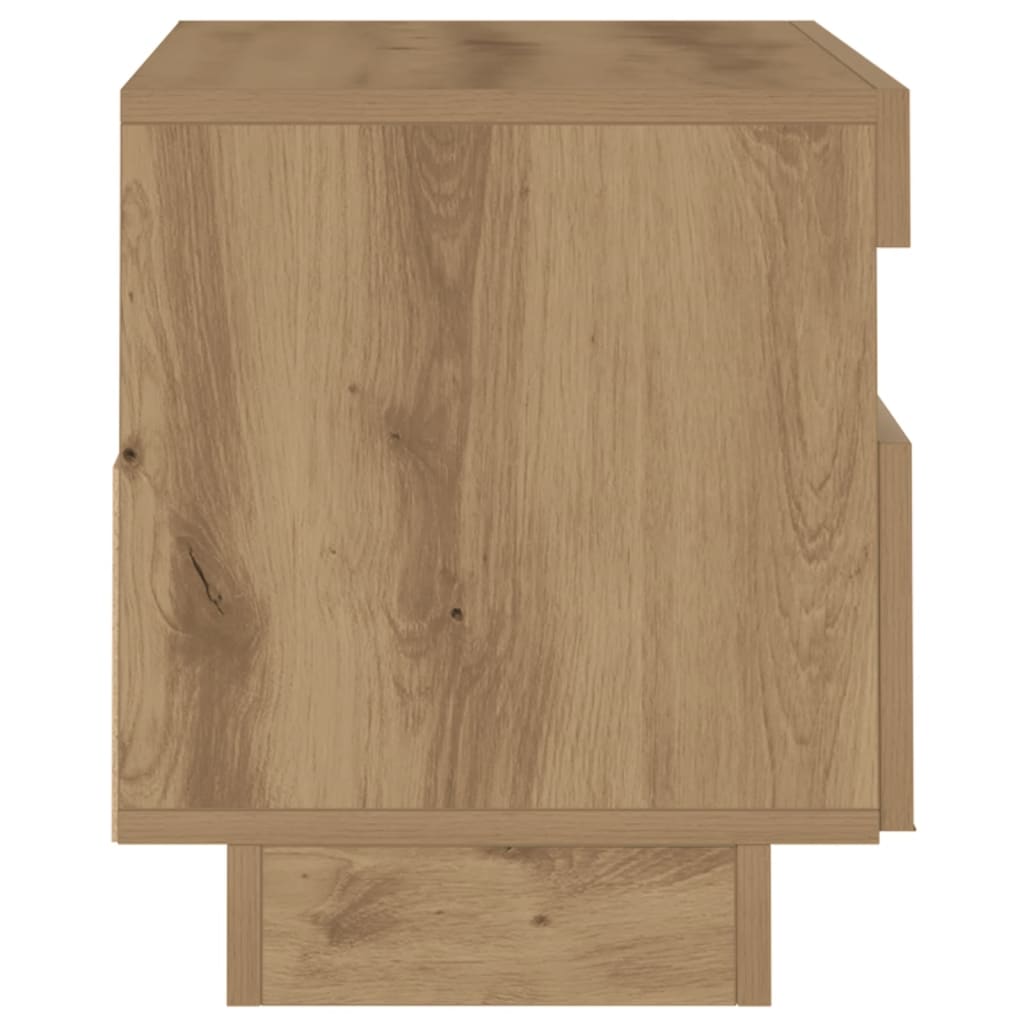 Tv-meubel met LED 80x35x40 cm bewerkt hout artisanaal eiken