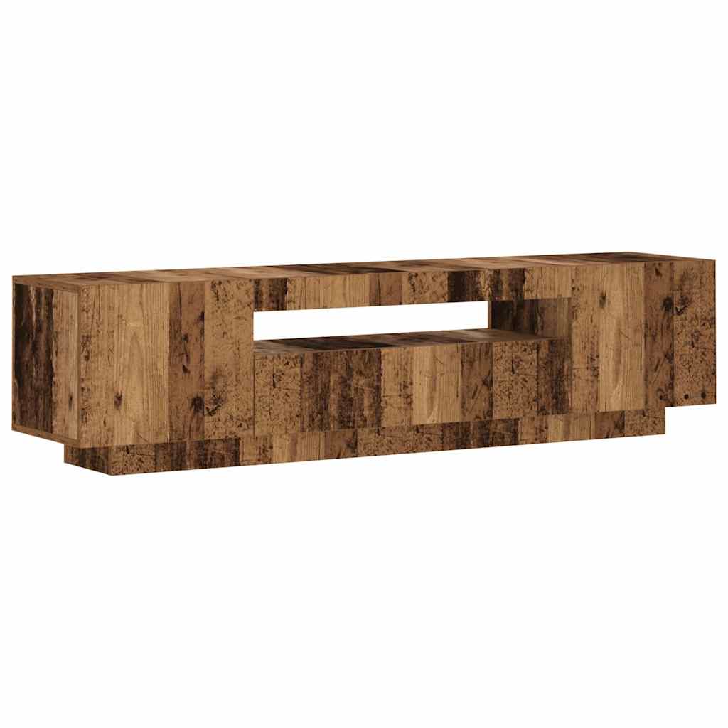 Tv-meubel met LED 160x35x40 cm bewerkt hout oud hout