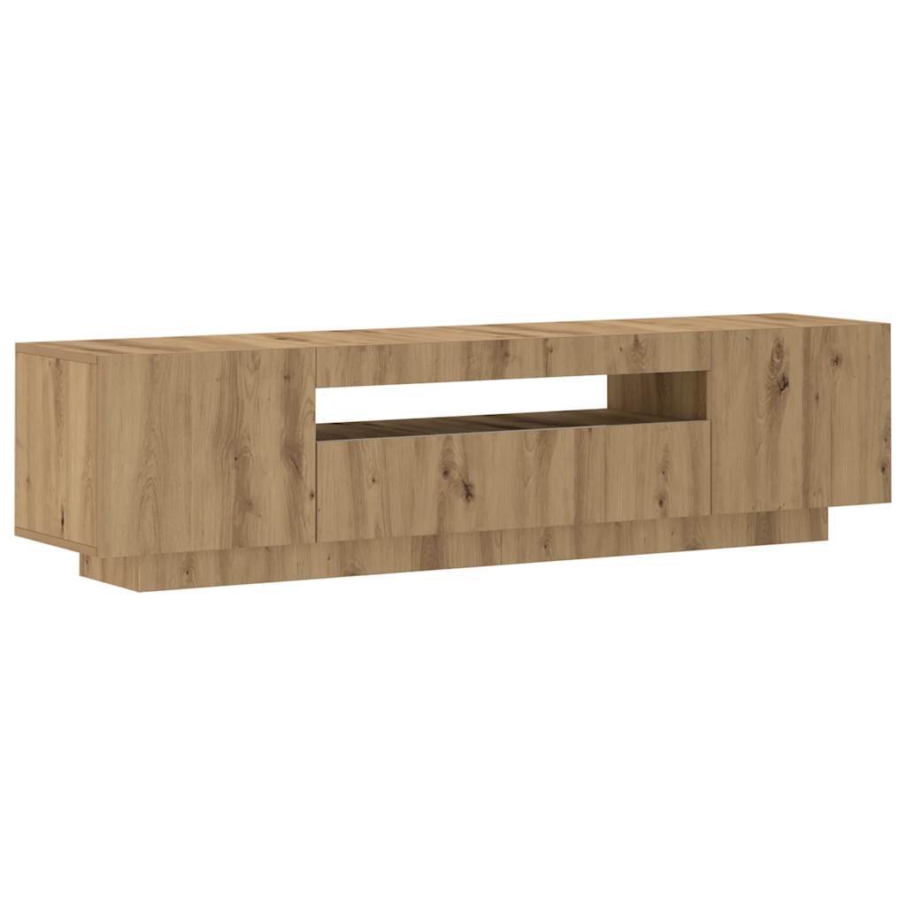 Tv-meubel met LED 160x35x40 cm bewerkt hout oud hout