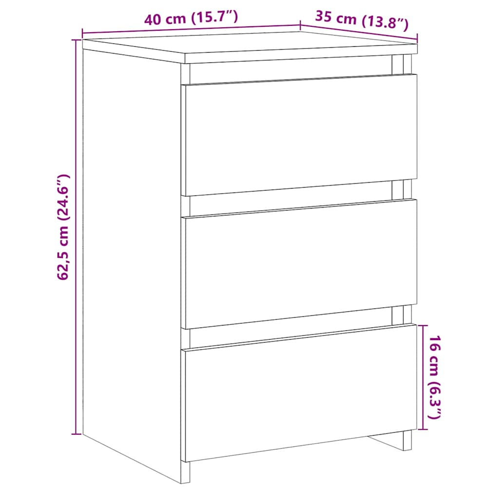 Nachtkastjes 2 st 40x35x62,5 cm bewerkt hout artisanaal eiken