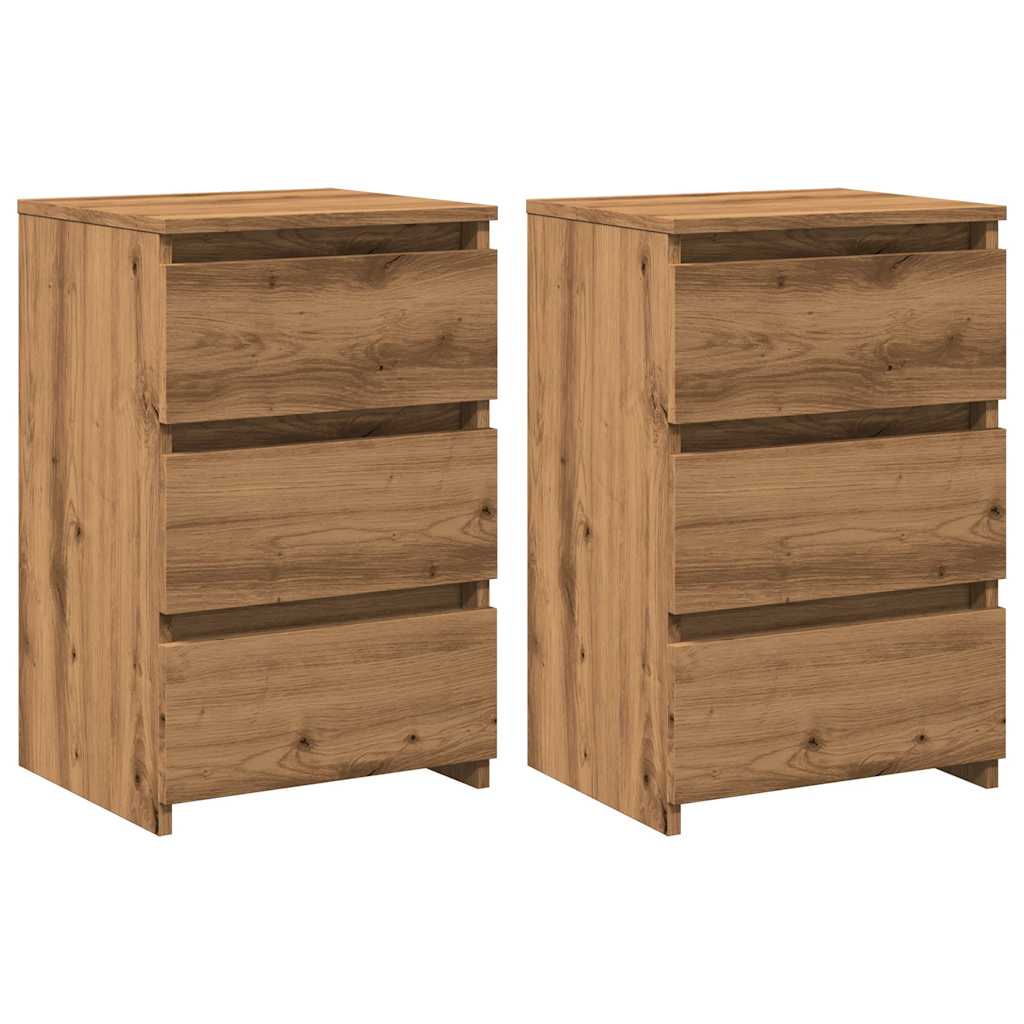 Nachtkastjes 2 st 40x35x62,5 cm bewerkt hout artisanaal eiken