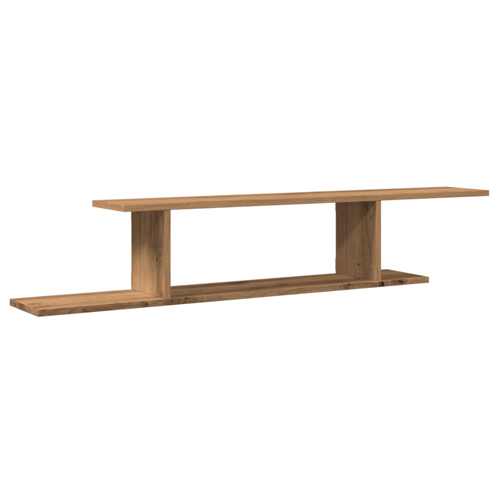 Tv-wandschap 125x18x23 cm bewerkt hout artisanaal eikenkleurig