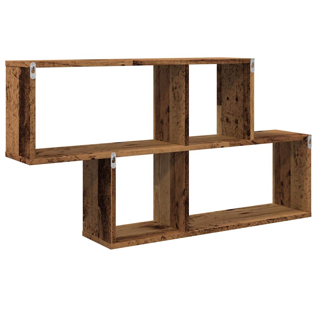 Wandschap 100x18x53 cm bewerkt hout artisanaal eikenkleurig