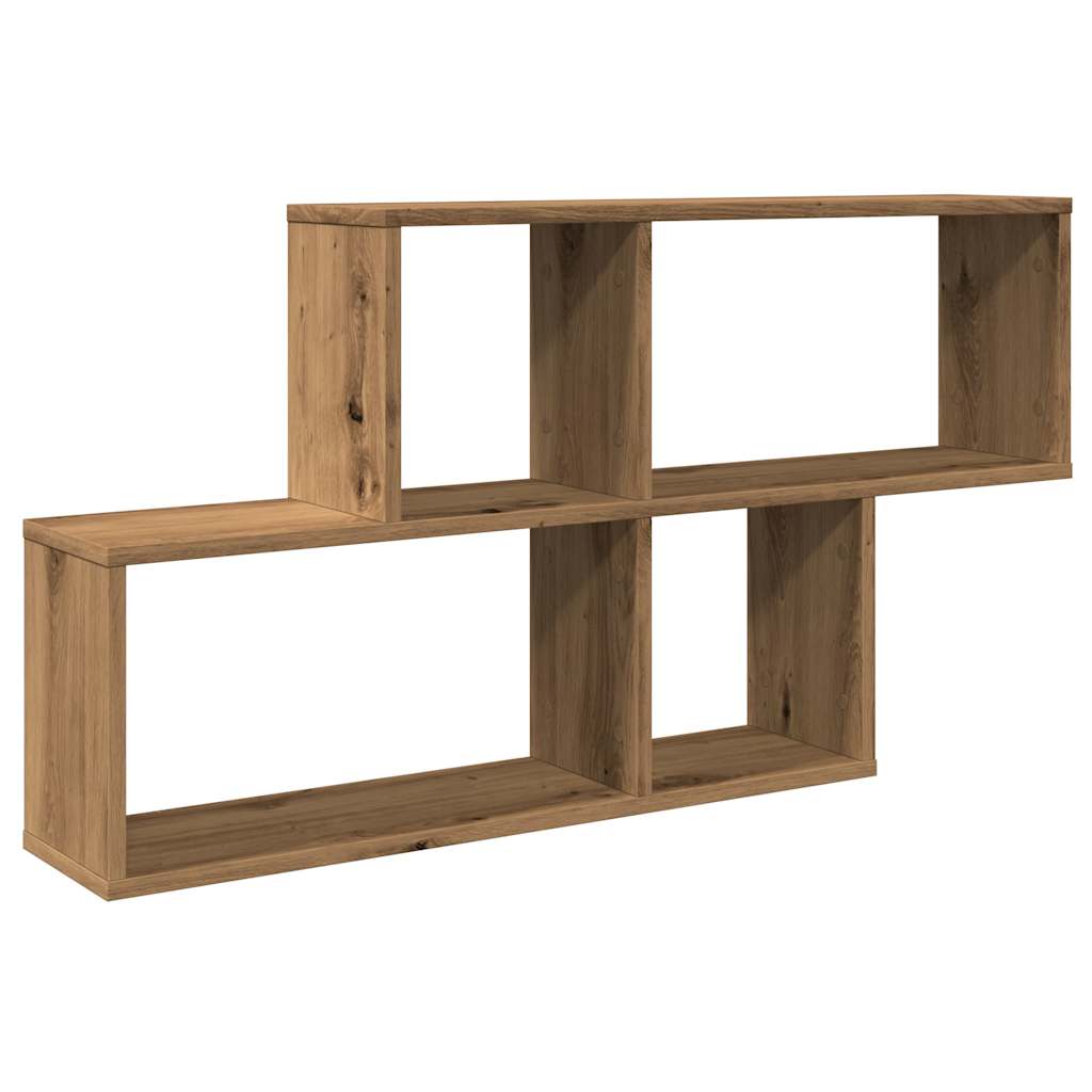 Wandschap 100x18x53 cm bewerkt hout artisanaal eikenkleurig