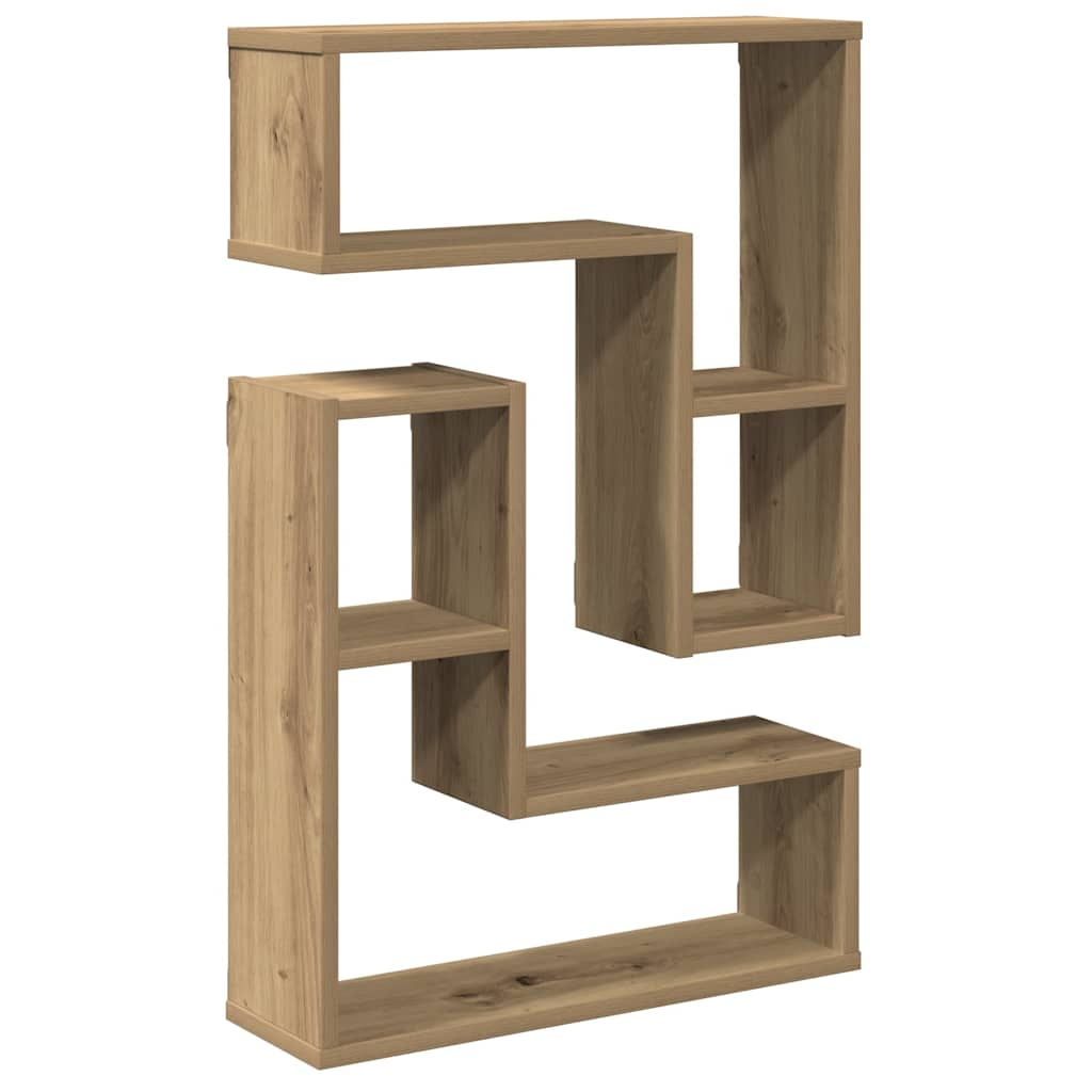 Wandschappen kubus 2 st 50x15x50 cm hout artisanaal eiken