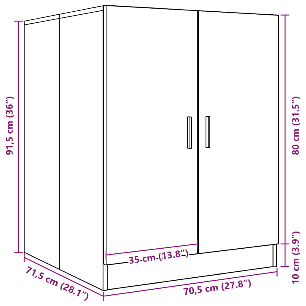 Wasmachinekast 70,5x71,5x91,5 cm artisanaal eikenkleurig