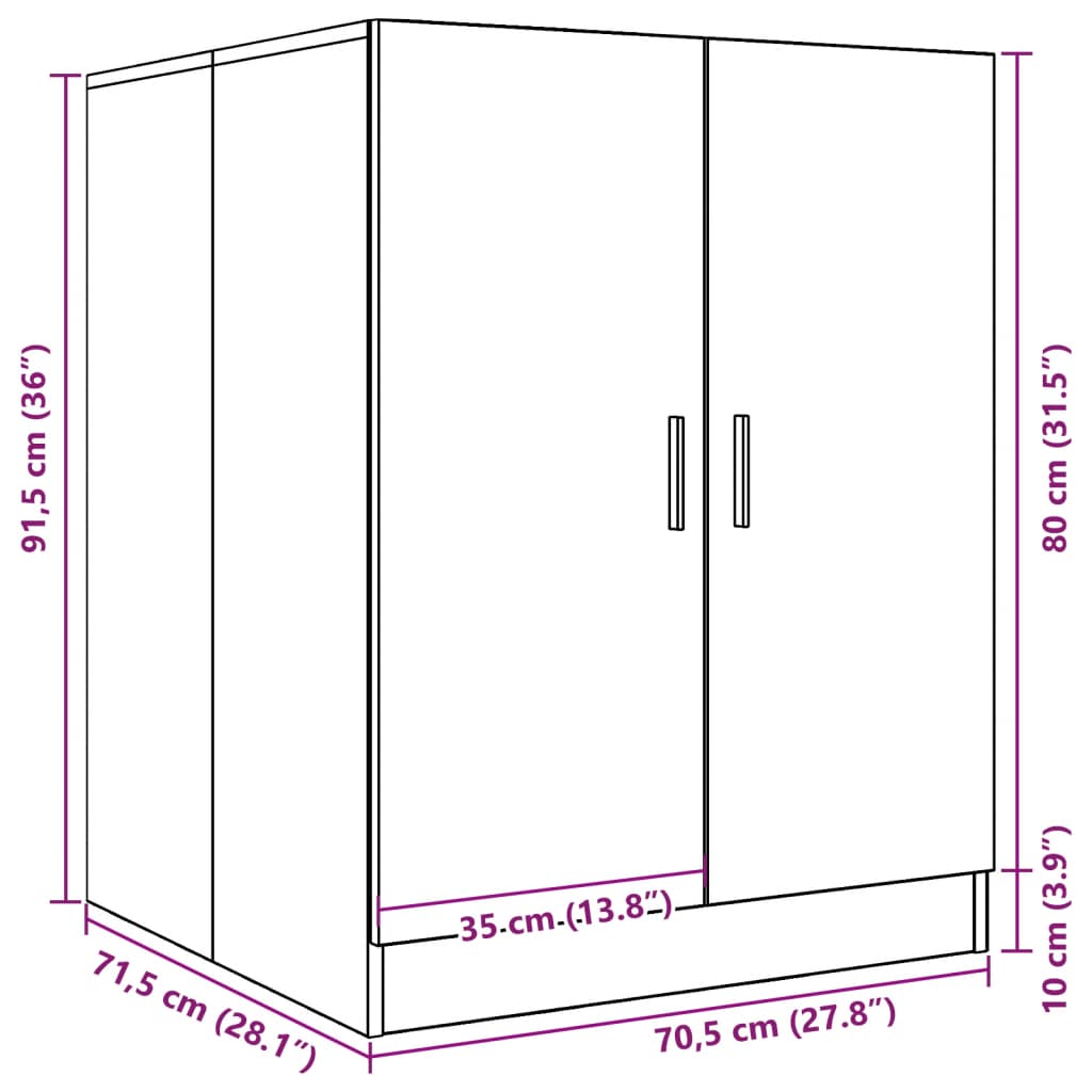 Wasmachinekast 70,5x71,5x91,5 cm artisanaal eikenkleurig