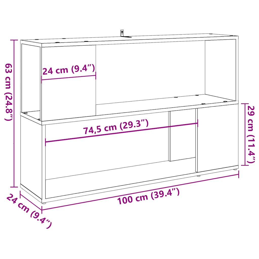 Boekenkast 100x24x63 cm bewerkt hout artisanaal eikenkleur