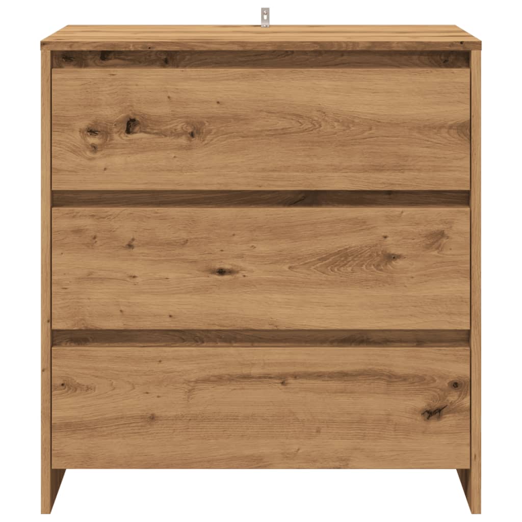 Dressoir 70x41x75 cm bewerkt hout artisanaal eikenkleur