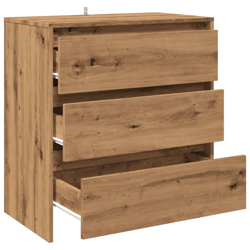 Dressoir 70x41x75 cm bewerkt hout artisanaal eikenkleur