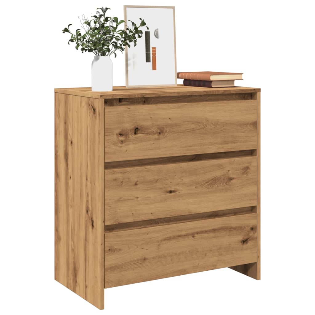 Dressoir 70x41x75 cm bewerkt hout artisanaal eikenkleur