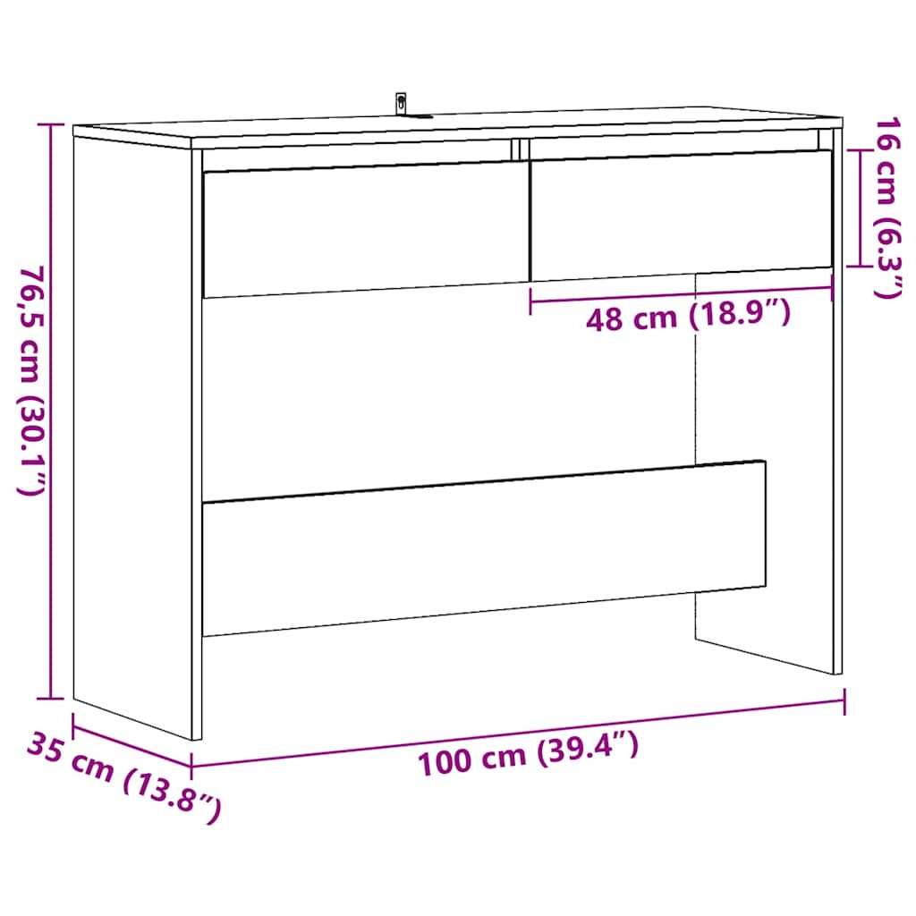 Wandtafel 100x35x76,5 cm bewerkt hout oud houtkleurig