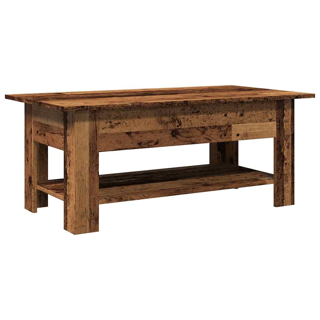 Salontafel 102x55x42 cm bewerkt hout artisanaal eikenkleur