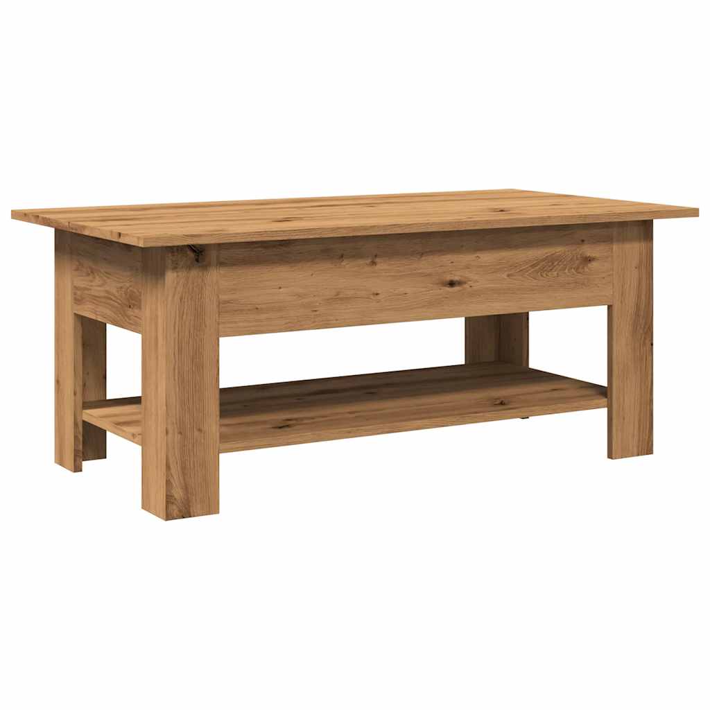 Salontafel 102x55x42 cm bewerkt hout artisanaal eikenkleur