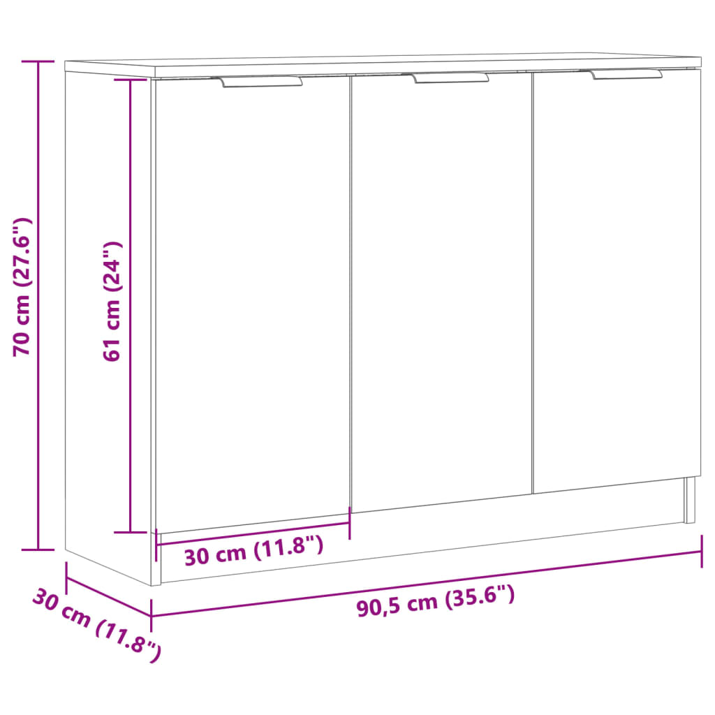 Dressoir 90,5x30x70 cm bewerkt hout oud houtkleurig