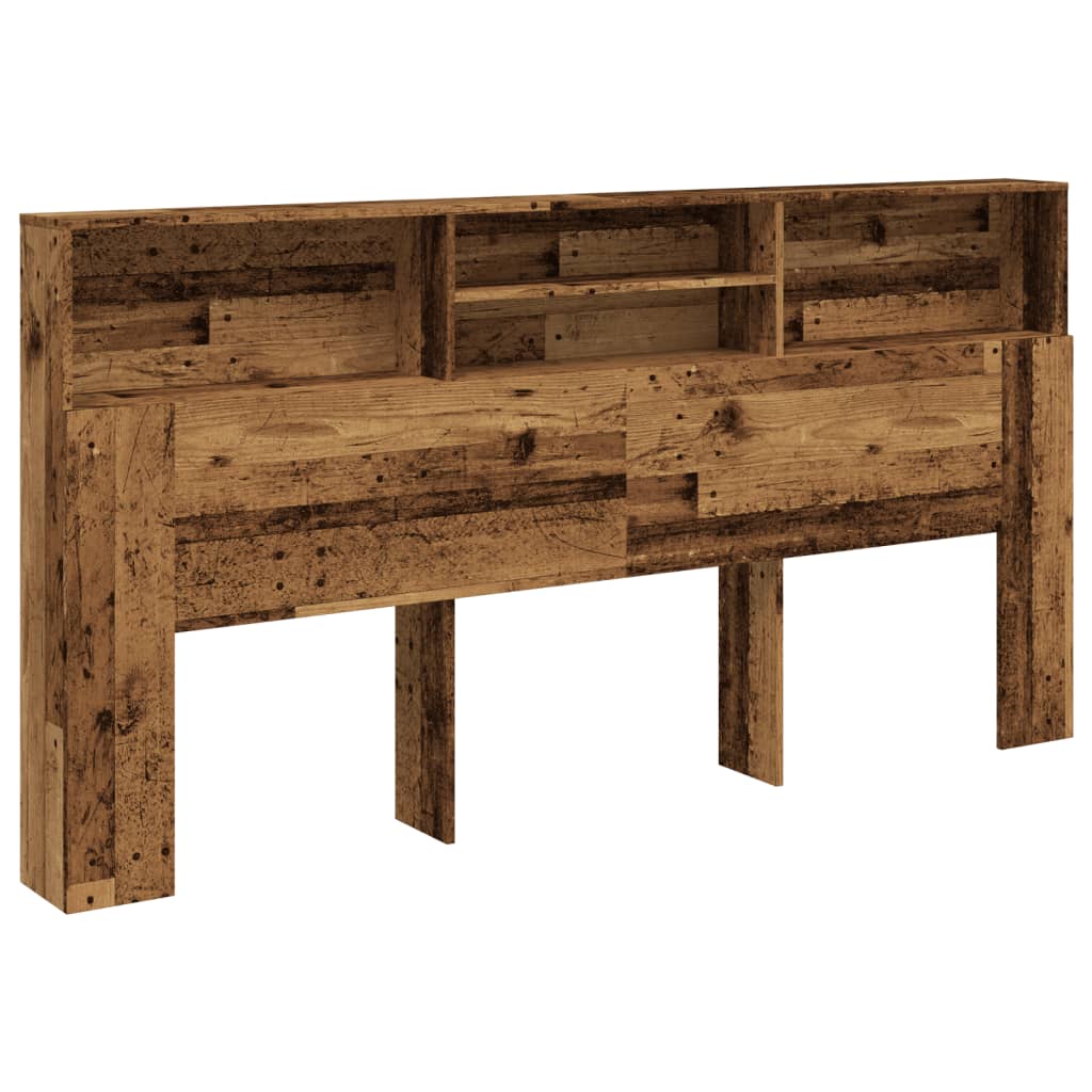 Hoofdbordkast 200x19x103,5 cm bewerkt hout oud houtkleurig