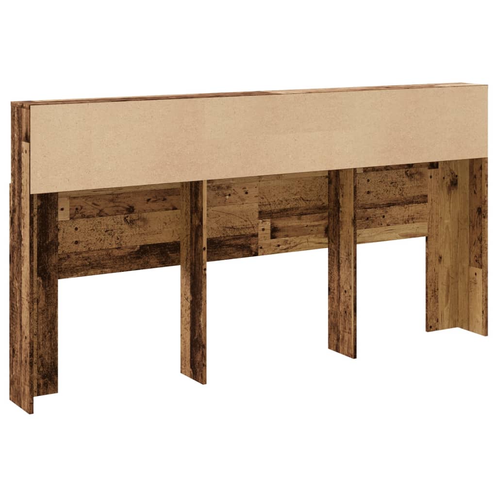 Hoofdbordkast 200x19x103,5 cm bewerkt hout oud houtkleurig