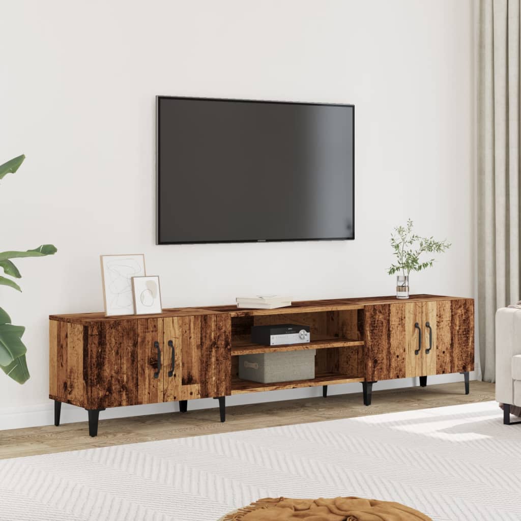 Tv-meubel 180x31,5x40 cm bewerkt hout oud houtkleurig