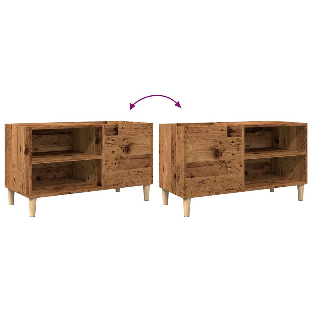 Platenkast 84,5x38x48 cm bewerkt hout oud houtkleurig