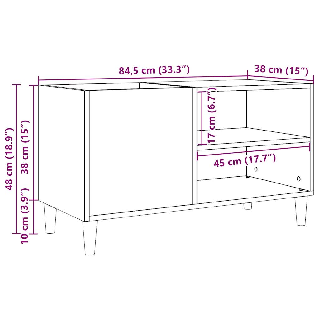 Platenkast 84,5x38x48 cm bewerkt hout oud houtkleurig