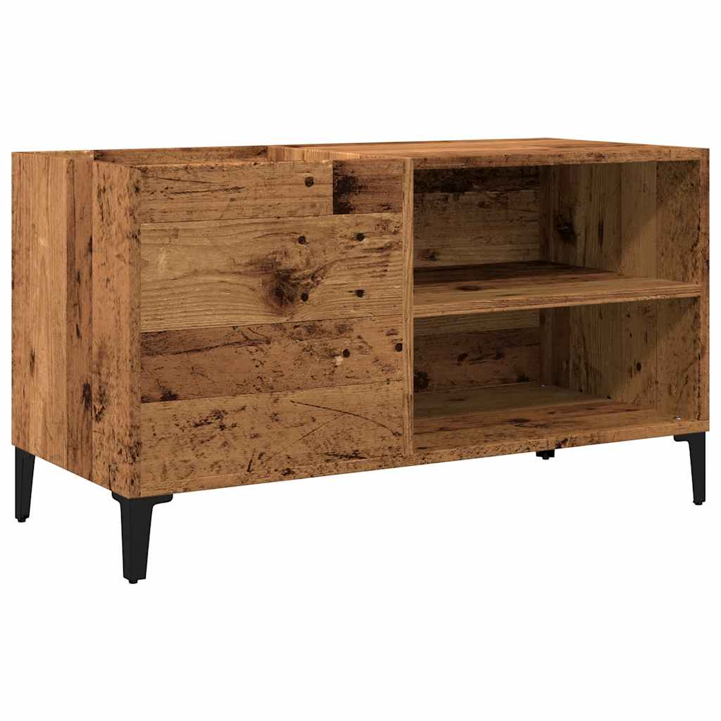 Platenkast 84,5x38x48 cm bewerkt hout artisanaal eikenkleur