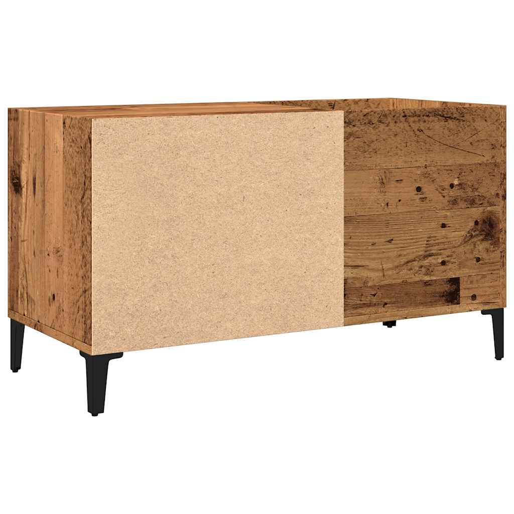 Platenkast 84,5x38x48 cm bewerkt hout artisanaal eikenkleur