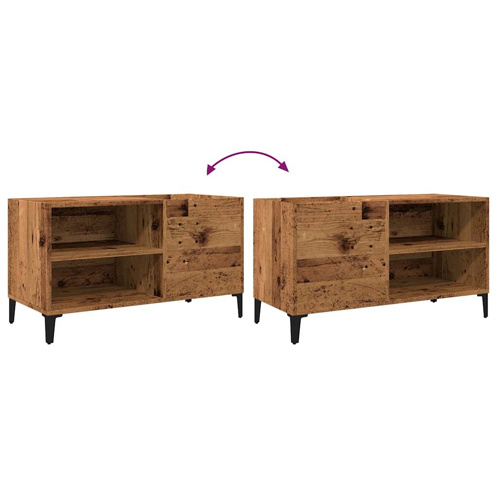 Platenkast 84,5x38x48 cm bewerkt hout artisanaal eikenkleur