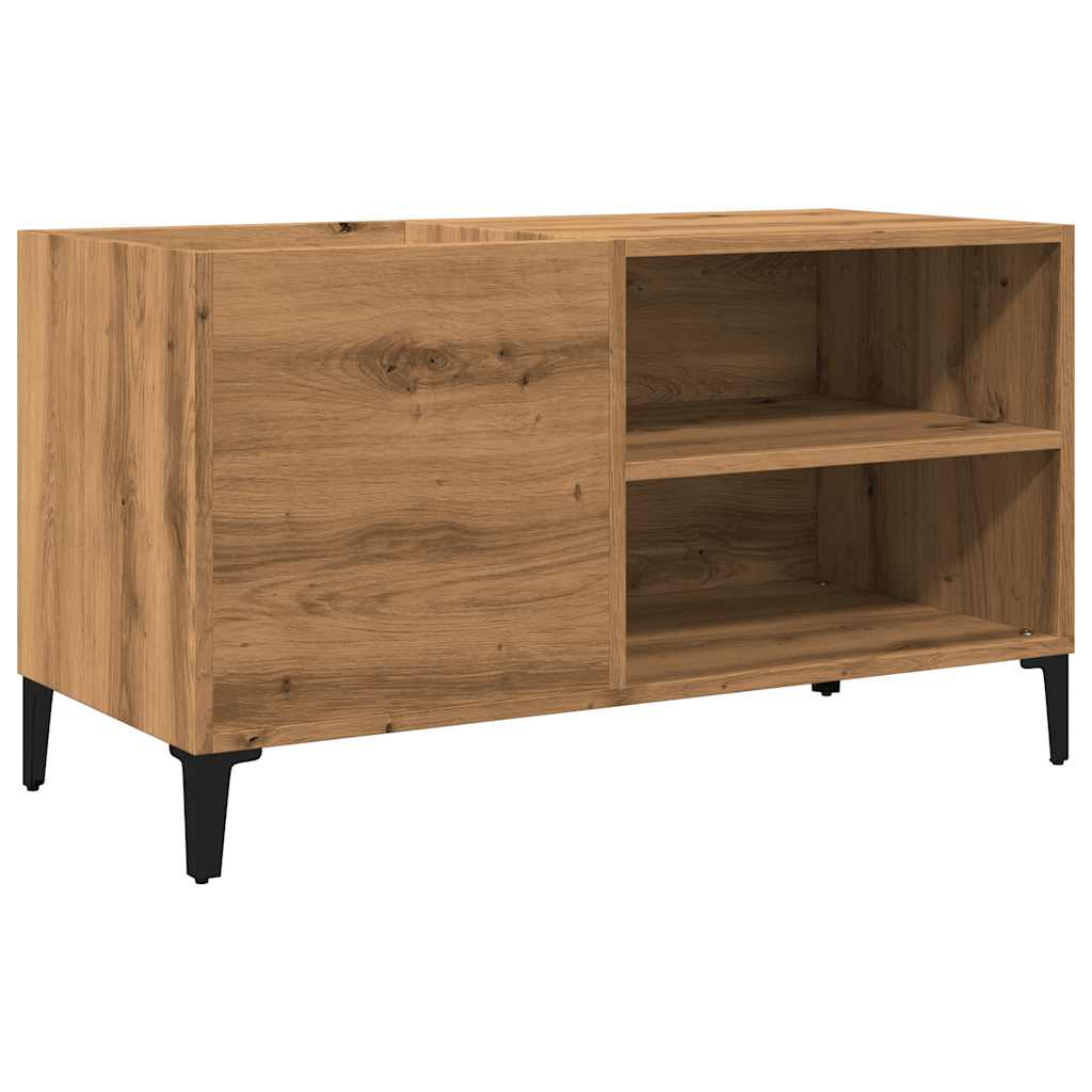 Platenkast 84,5x38x48 cm bewerkt hout artisanaal eikenkleur