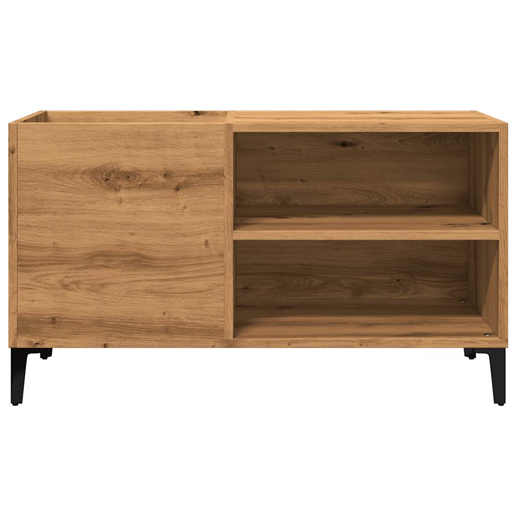 Platenkast 84,5x38x48 cm bewerkt hout artisanaal eikenkleur