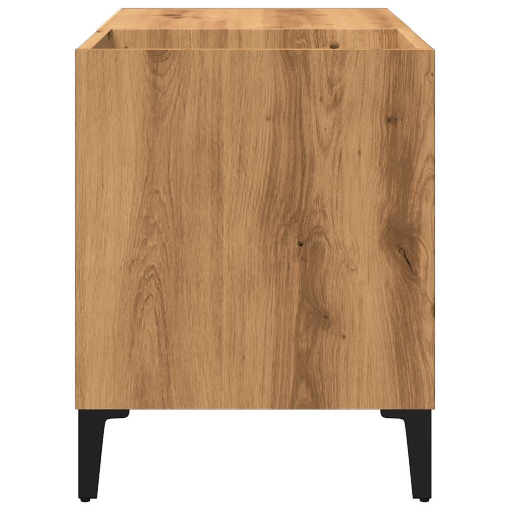 Platenkast 84,5x38x48 cm bewerkt hout artisanaal eikenkleur